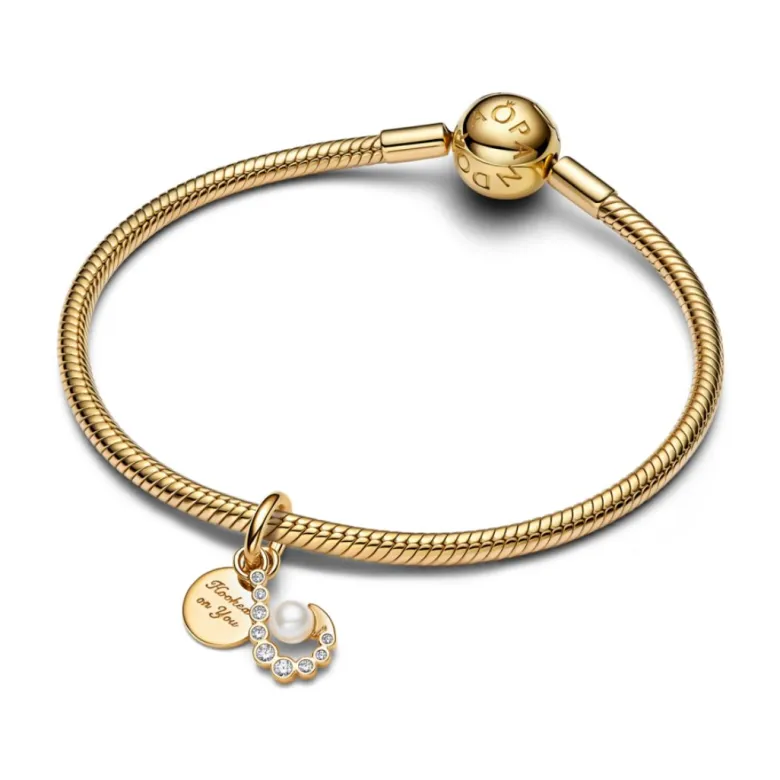 Pandora Moments Hook Double hela, keltakullattu, 763891C01