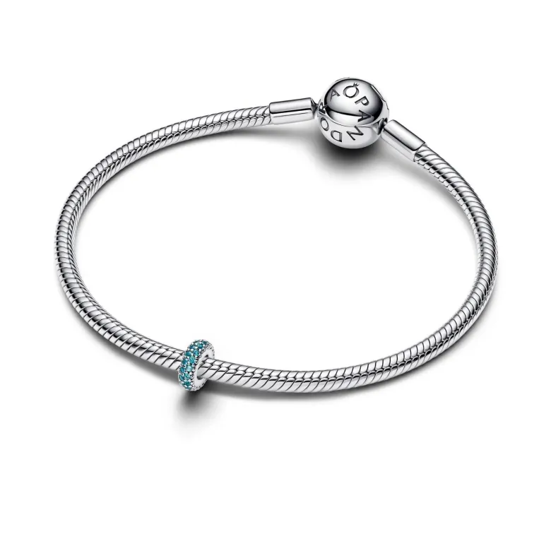 Pandora Moments Ice Blue Stone Spacer, hopeaa, 791359C01