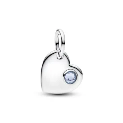 Pandora Moments March Engravable Aqua Blue Stone Heart hela, hopea, 794295C03