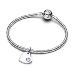 Pandora Moments March Engravable Aqua Blue Stone Heart hela, hopea, 794295C03