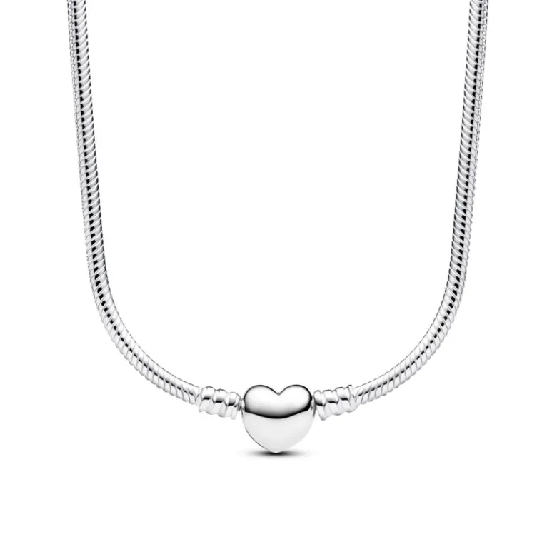 Pandora Moments Moments Heart Clasp Snake Chain kaulakoru, hopea, 393091C00-45