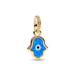 Pandora Moments Opalescent Blue Hamsa Hand hela, keltakullattu, 762699C01