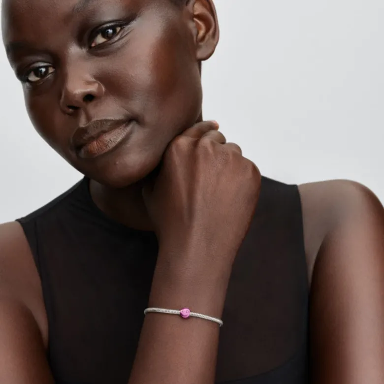 Pandora Moments Pink Happy Face Mini hela, hopea, 794815C01