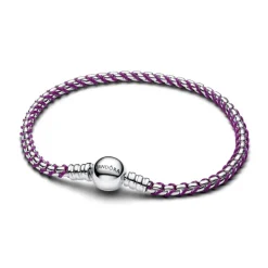 Pandora Moments Purple Cord Box Chain rannekoru, hopeaa, 593816C03