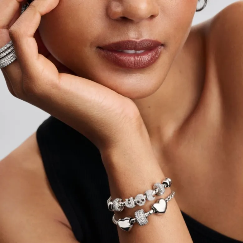 Pandora Moments Round Clasp Wing Chain rannekoru, hopea, 594028C00