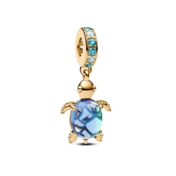 Pandora Moments Sea Turtle Murano Glass hela, keltakullattu, 768939C01