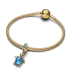 Pandora Moments Sea Turtle Murano Glass hela, keltakullattu, 768939C01
