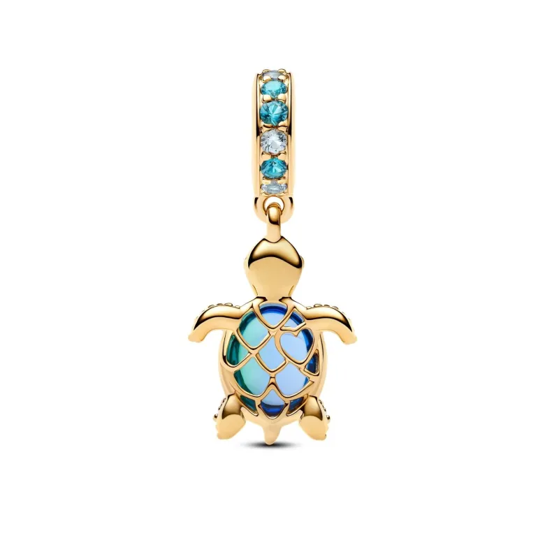 Pandora Moments Sea Turtle Murano Glass hela, keltakullattu, 768939C01