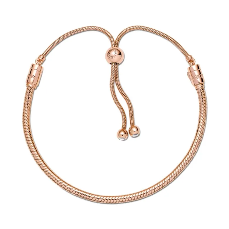 Pandora Moments Snake Chain Slider rannekoru, ruusukullattu, 589652C01-2