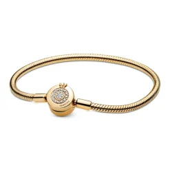 Pandora Moments Sparkling Crown O Snake Chain rannekoru, keltakullattu, 569046C01