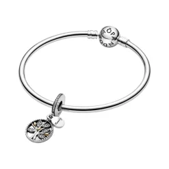 Pandora Moments Sparkling Family Tree Dangle hela, hopea ja keltakullattu, 791728CZ