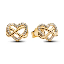 Pandora Moments Sparkling Infinity Heart korvakorut, keltakullattu, 262667C01