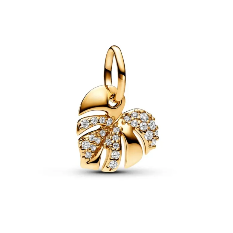 Pandora Moments Sparkling Monstera Leaf hela, keltakullattu, 763349C01