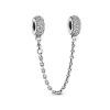 Pandora Moments Sparkling Pavé Safety Chain hela, hopea, 791736CZ-05