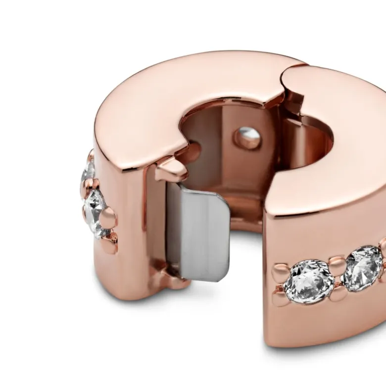Pandora Moments Sparkling Row Spacer lukkopala, ruusukullattu, 781972CZ