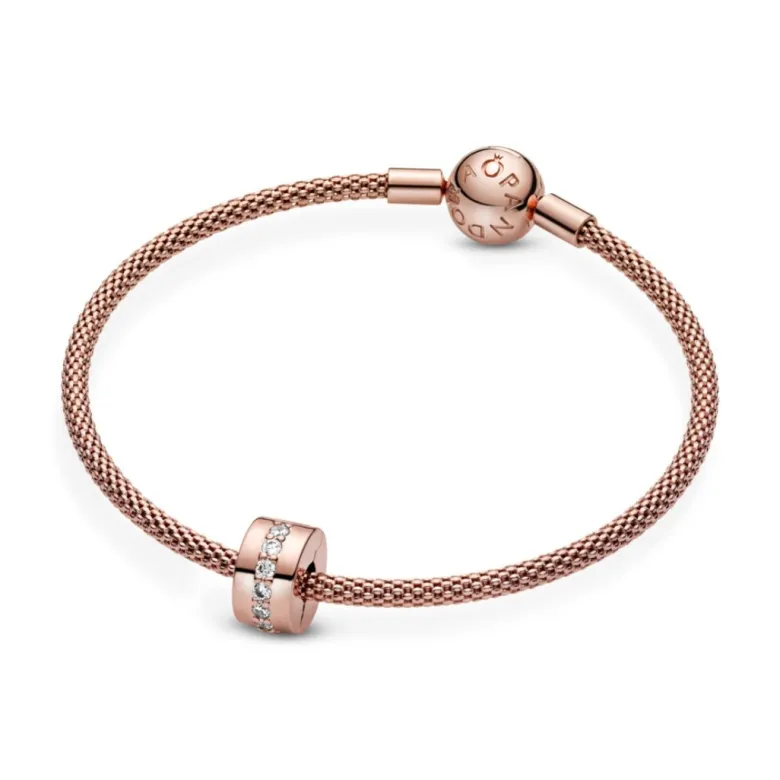 Pandora Moments Sparkling Row Spacer lukkopala, ruusukullattu, 781972CZ