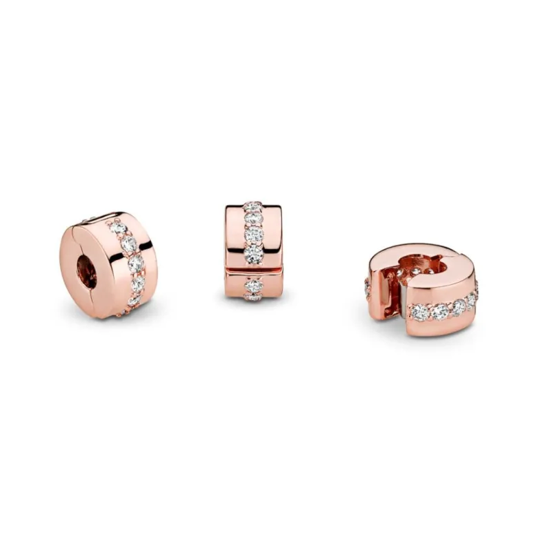 Pandora Moments Sparkling Row Spacer lukkopala, ruusukullattu, 781972CZ