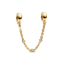 Pandora Moments Triple Clear Stone Safety Chain hela, keltakullattu, 763515C01-05