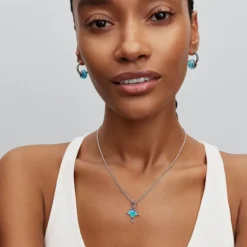 Pandora Moments Turquoise Murano Glass & Glitter hela, hopeaa, 794701C01