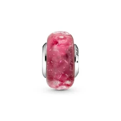 Pandora Moments Wavy Fancy Pink Murano Glass hela, hopea, 798872C00