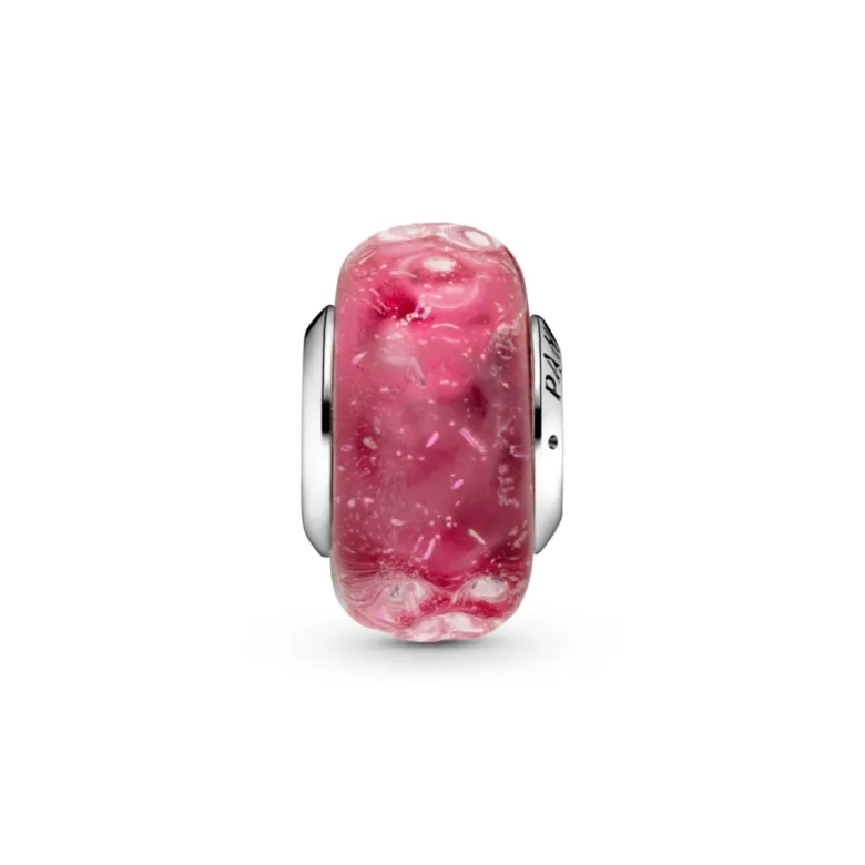 Pandora Moments Wavy Fancy Pink Murano Glass hela, hopea, 798872C00