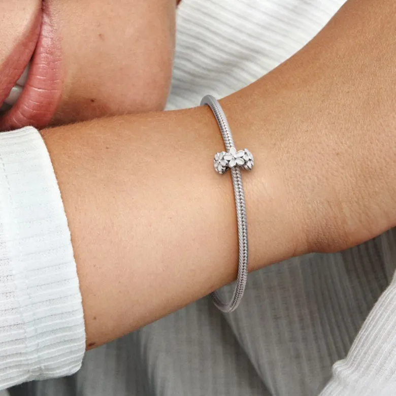 Pandora Moments White Daisy Flower Spacer hela, hopea, 791495EN12