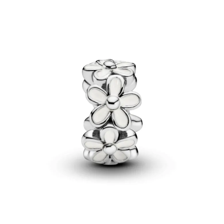 Pandora Moments White Daisy Flower Spacer hela, hopea, 791495EN12
