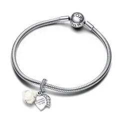 Pandora Moments White Rose in Bloom Double hela, hopea, 793200C01