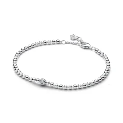 Pandora Signature Beads & Sparkling Stone rannekoru, hopeaa, 594822C01