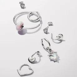 Pandora Timeless Elevated Heart tappikorvakorut, hopea, 298427C01