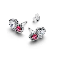 Pandora Timeless Halo Hearts tappikorvakorut, hopea, 293633C01