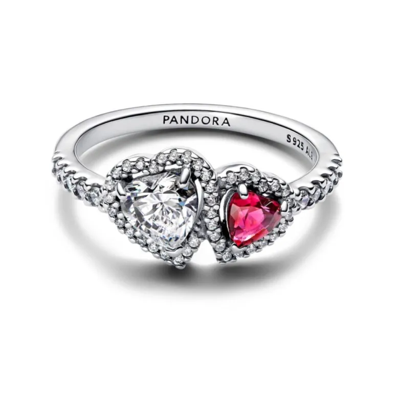 Pandora Timeless Halo Hearts sormus, hopea, 193662C01