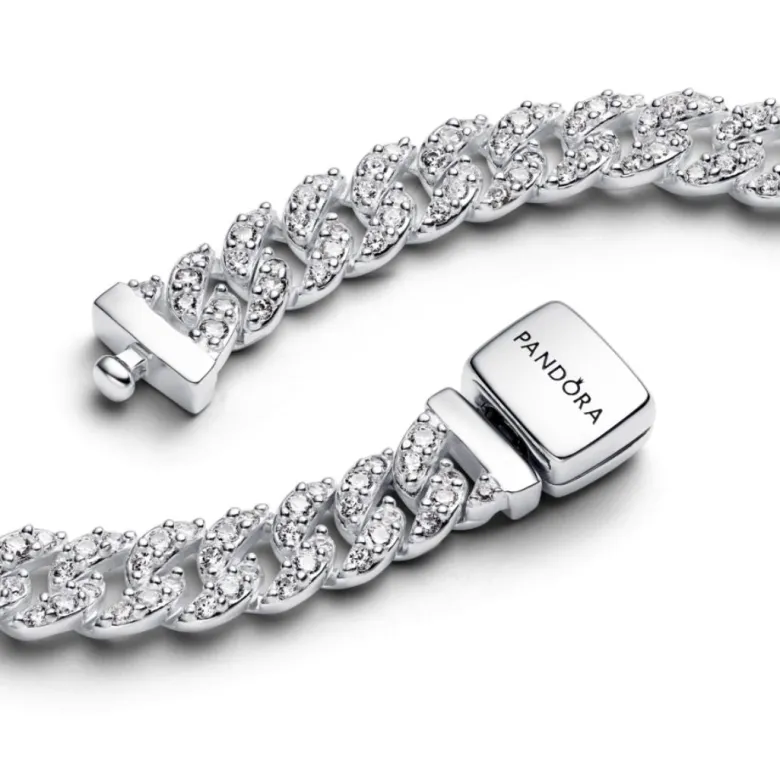 Pandora Timeless Pavé Cuban Chain kaulakoru, hopea, 393161C01-45