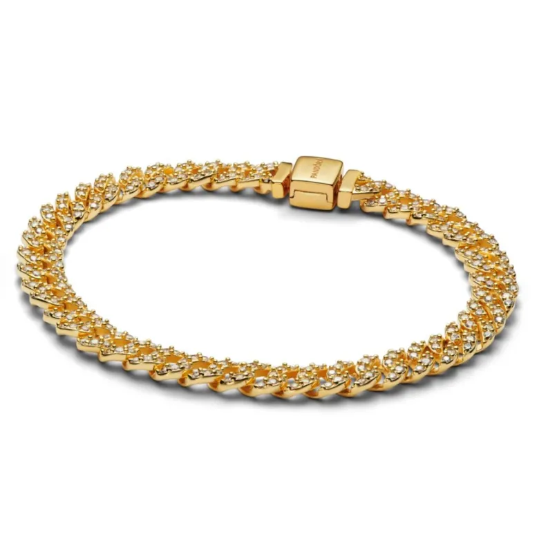 Pandora Timeless Pavé Cuban Chain rannekoru, keltakullattu, 563008C01