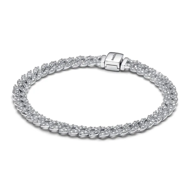 Pandora Timeless Pavé Cuban Chain rannekoru, hopea, 593008C01