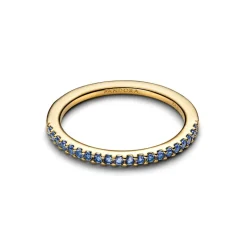 Pandora Timeless Sparkling Blue Half-Eternity Band sormus, keltakullattu, 162999C0