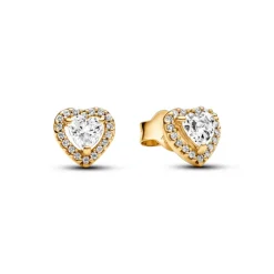 Pandora Timeless Sparkling Elevated Heart tappikorvakorut, keltakullattu, 268427C01