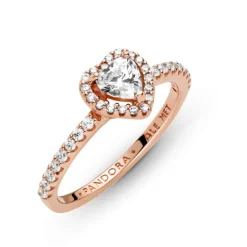 Pandora Timeless Sparkling Elevated Heart sormus, ruusukullattu, 188421C02
