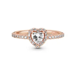 Pandora Timeless Sparkling Elevated Heart sormus, ruusukullattu, 188421C02