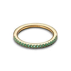 Pandora Timeless Sparkling Green Half-Eternity Band sormus, keltakullattu, 162999C03