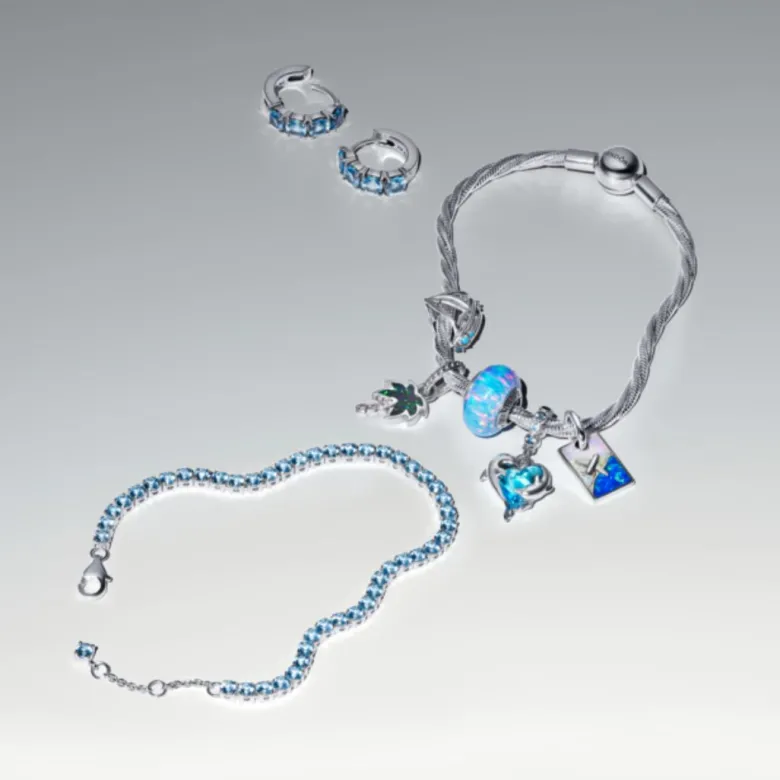 Pandora Timeless Sparkling Light Blue Tennis rannekoru, hopea, 591469C03