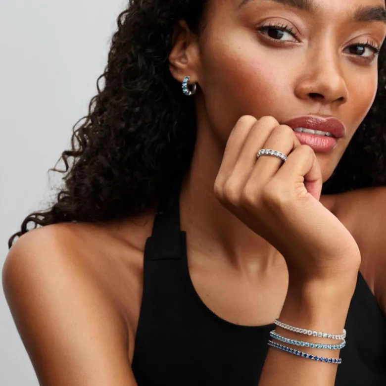 Pandora Timeless Sparkling Light Blue Tennis rannekoru, hopea, 591469C03