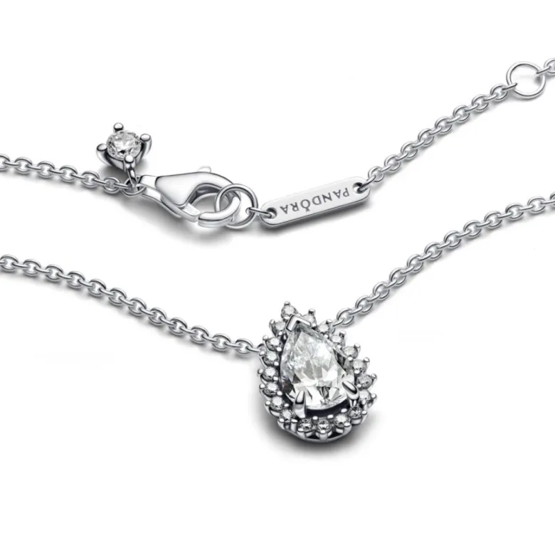 Pandora Timeless Sparkling Pear Halo kaulakoru, hopea, 392832C01-45