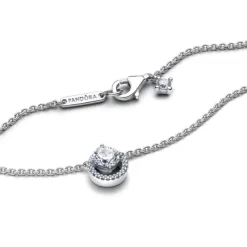 Pandora Timeless Sparkling Round Halo kaulakoru, hopea, 391174C01-45