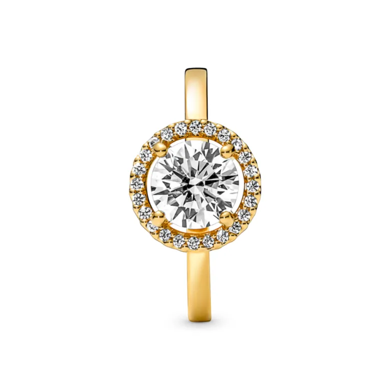 Pandora Timeless Sparkling Round Halo sormus, keltakullattu, 161234C01