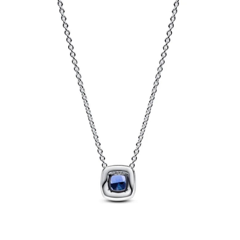 Pandora Timeless Sparkling Square Blue Halo Pendant kaulakoru, hopea, 393560C01-45