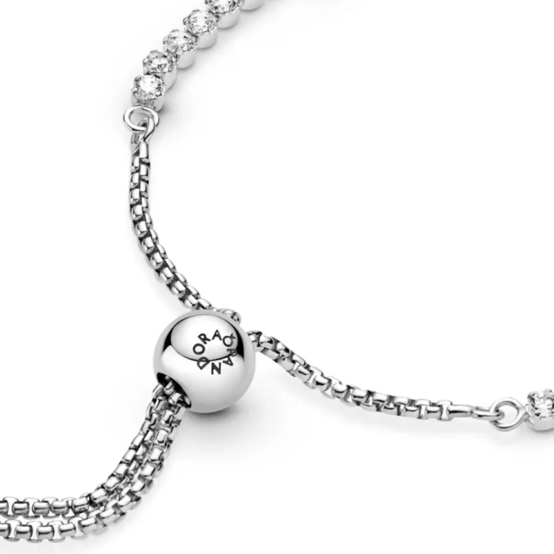Pandora Timeless Sparkling Slider Tennis rannekoru, hopea, 599375C01