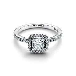 Pandora Timeless Sparkling Square Halo sormus, hopea, 193555C02