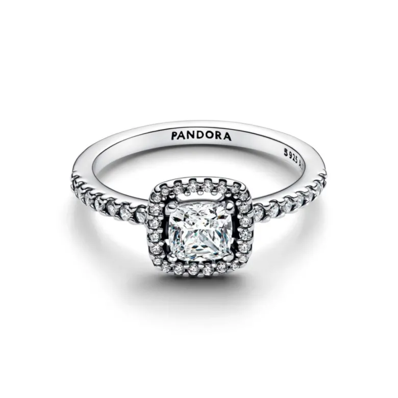Pandora Timeless Sparkling Square Halo sormus, hopea, 193555C02