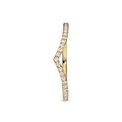 Pandora Timeless Sparkling Wishbone sormus, keltakullattu, 168758C01